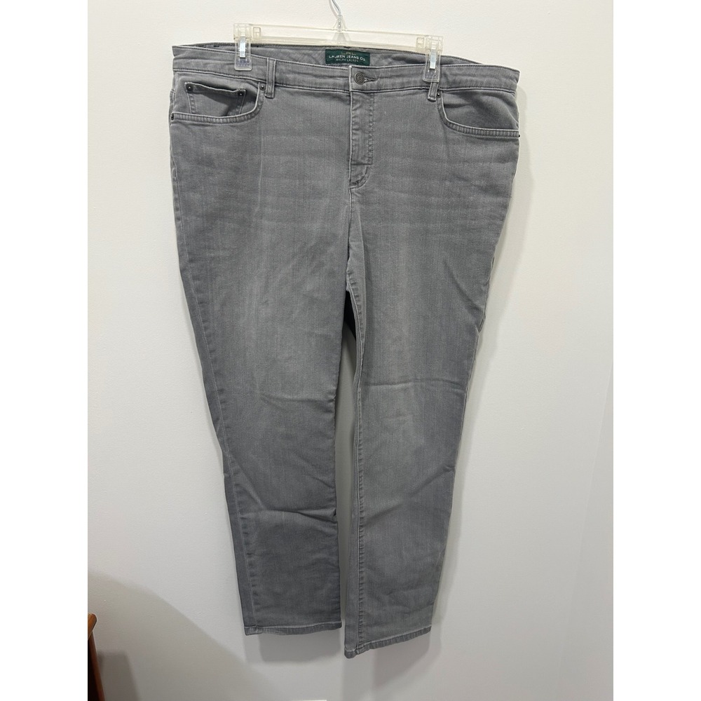 Lauren Ralph Lauren Jeans Women 18W Grey Straight Leg High Rise Stretch Heritage